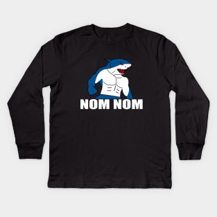 Nom nom hungry king shark Kids Long Sleeve T-Shirt